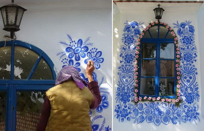 Агнешка Кашпаркова - художница, которая самостоятельно разрисовала дома в чешской деревне.