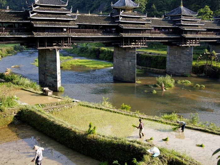 Мост Чэнъян - одна из известнейших достопримечательностей провинции Гуанси