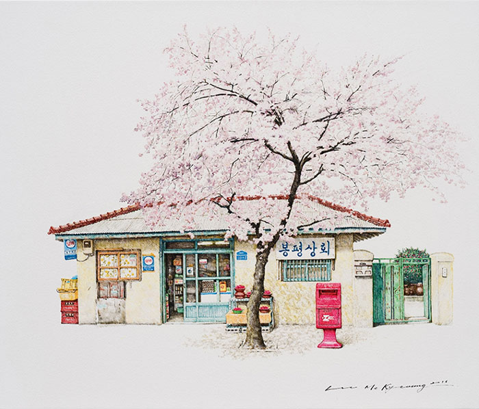 Акриловые скетчи: художница из Южной Кореи 20 лет рисует крохотные магазинчики