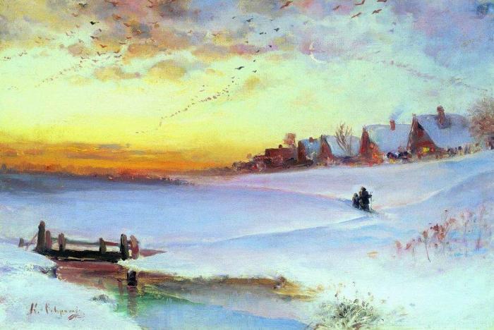 Алексей Саврасов, Зимний пейзаж, оттепель. 1890-е