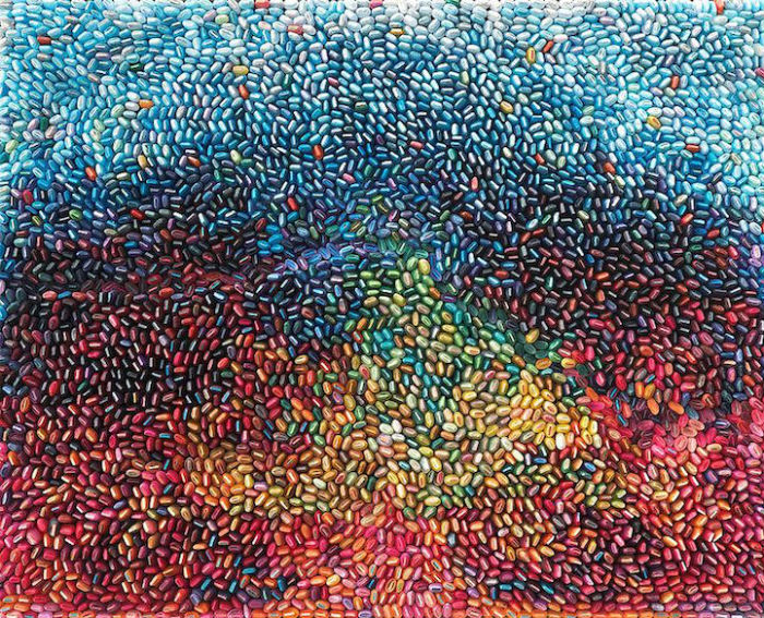 Abstract paintings from twisted colored paper from Ilhwa Kim 