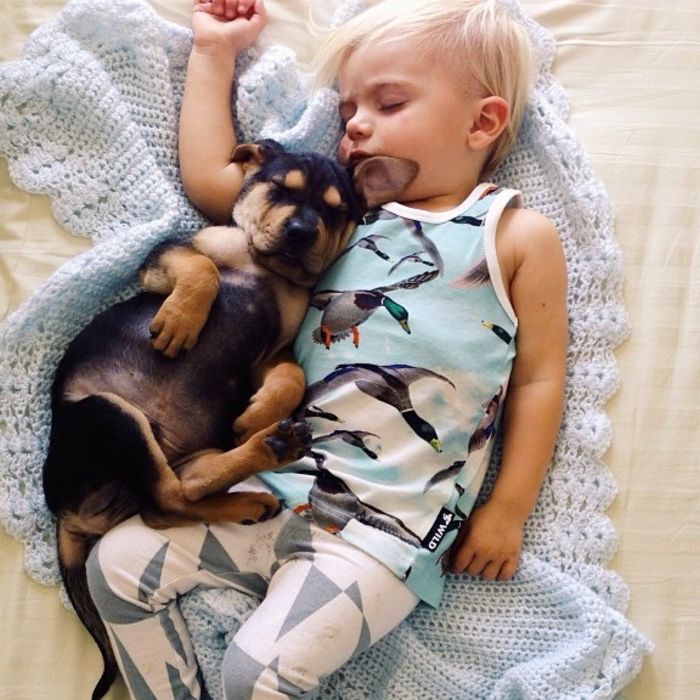 Ребенок и собака: Бо и Тео