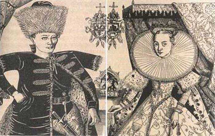 Лжедмитрий I и Мария Мнишек. Гравюры с портретов Ф.Снядецкого. Начало XVII века.