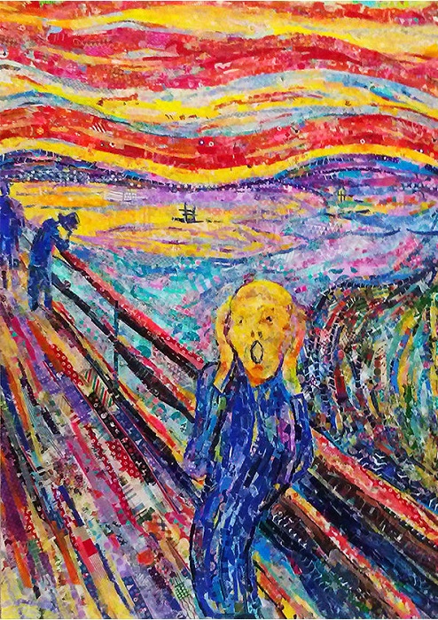 Картина «Крик» Эдварда Мунка, сделанная из кусочков клейкой ленты.