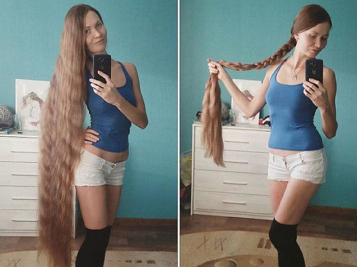 Дарья Губанова демонстрирует свои длинные волосы. | Фото: i42.woman.ru.