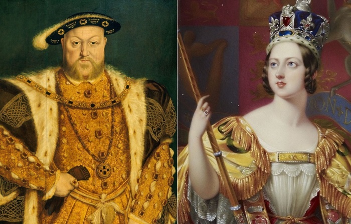 Английский король Генрих VIII и британская королева Виктория.