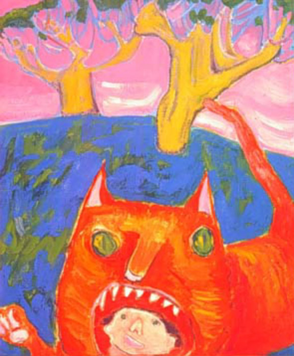 В пасти кота (In the cat's mouth). Автор (вероятно): Pangorda. Возможно, таким образом художник пытается посмотреть на мир глазами своего питомца.