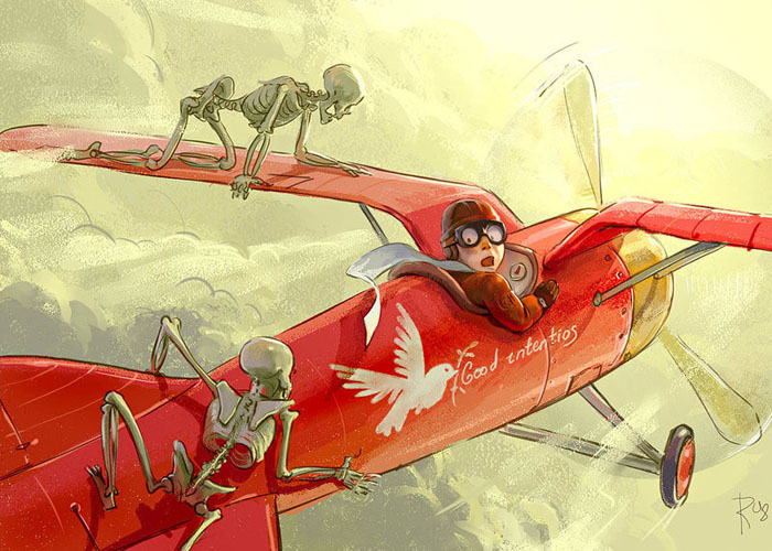 В воздухе. В воздухе.