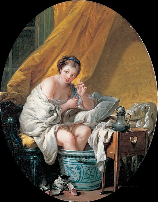 Молодая женщина принимающая ванночки для ног. Автор: Francois Boucher.