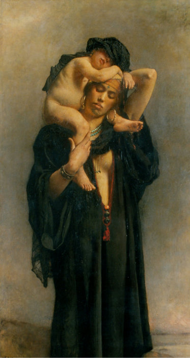 Леон Бонна (Leon Bonnat) (1833–1922)  Египетская крестьянка с ребенком (An Egyptian Peasant Woman and Her Child).