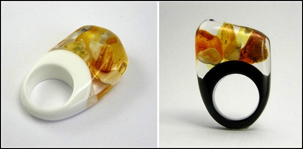 Few forests, fields and sea in designer rings by Sylvia Kalush