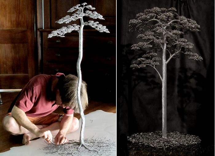 Алюминиевые деревья. Скульптуры из проволоки от Kevin Iris