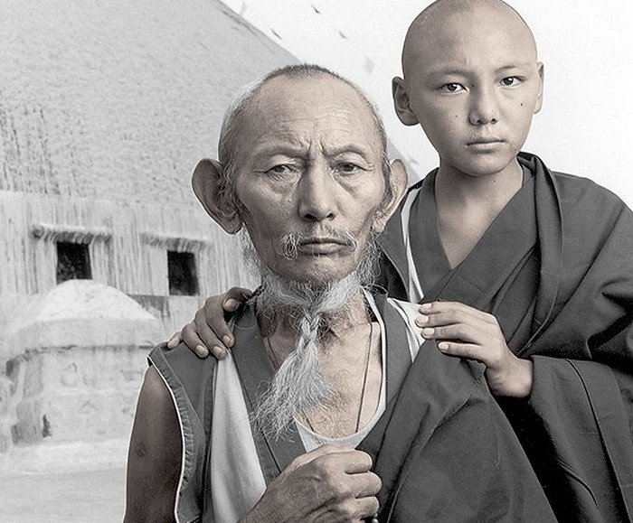 Лобсанг, 67 лет и Тенцин, 13 лет. Бодхнат,&#8200;Непал