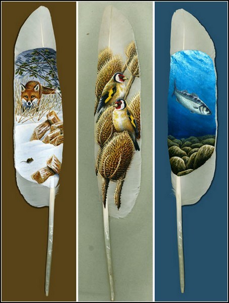 Картины на лебединых перьях от Яна Дэйви (Ian Davie)
