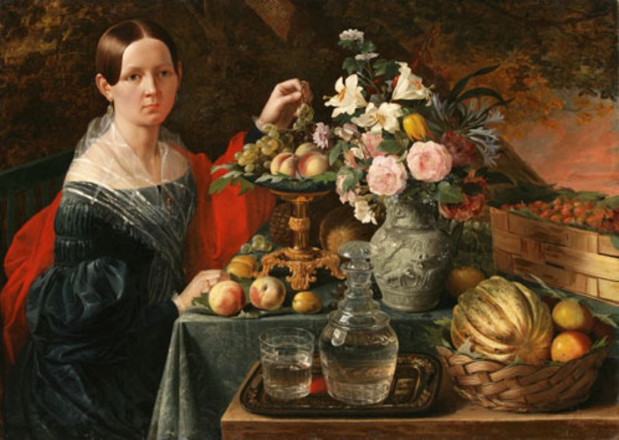 И Хруцкий. Портрет неизвестной с цветами и фруктами, 1838 | Фото: artinvestment.ru