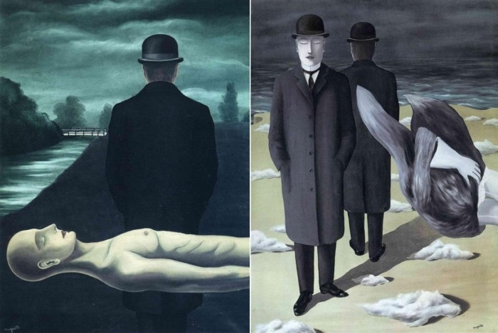 Рене Магритт. Слева – Размышления одинокого прохожего, 1926. Справа – Смысл ночи, 1927. Фото: Интернет
