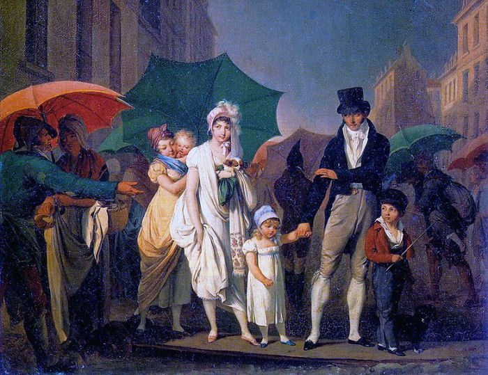 «Зонтики на улицах Парижа» Луи-Леопольда Буальи, 1803 год. | Фото: atlasobscura.com.