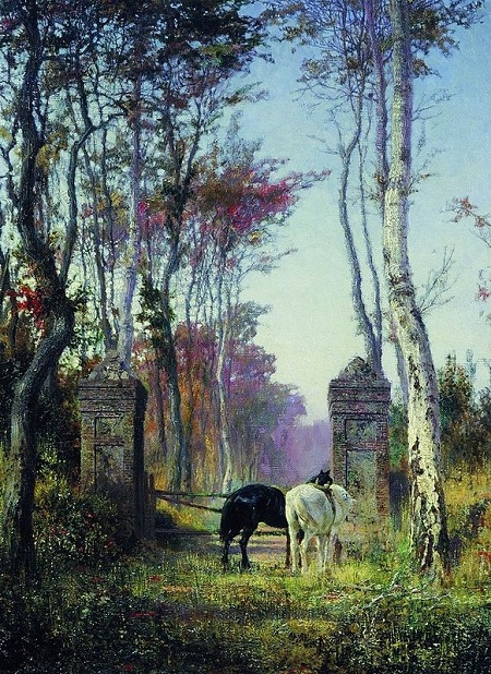 В парке. Местечко Вель в Нормандии. (1874). Автор: Василий Поленов.