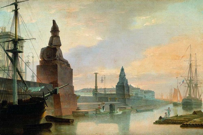 Набережная Невы у Академии художеств Рис. М.Н. Воробьев (1835 год)