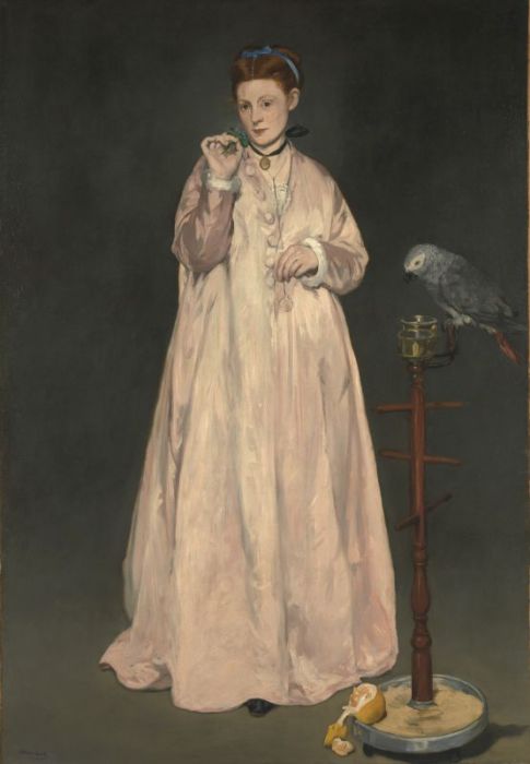 Викторина-Луиза Мёран на картине Мане *Женщина с попугаем*