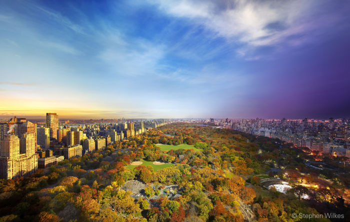 Вид на Центральный парк из Эссекс-Хаус, Нью-Йорк. Автор работ: Стефан Вилкс (Stephen Wilkes).