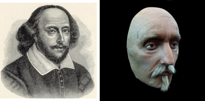 Лицо было реконструировано с посмертной маски английского поэта и драматурга.