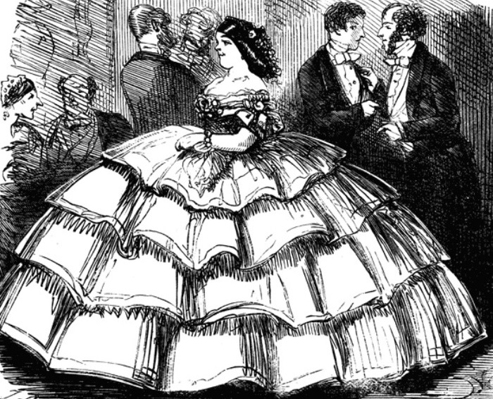 Карикатура на кринолин, 1858