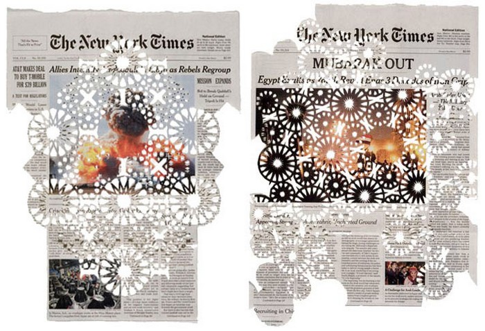 Финансовые кружева: газетные узоры от Донны Рафф (Donna Ruff)